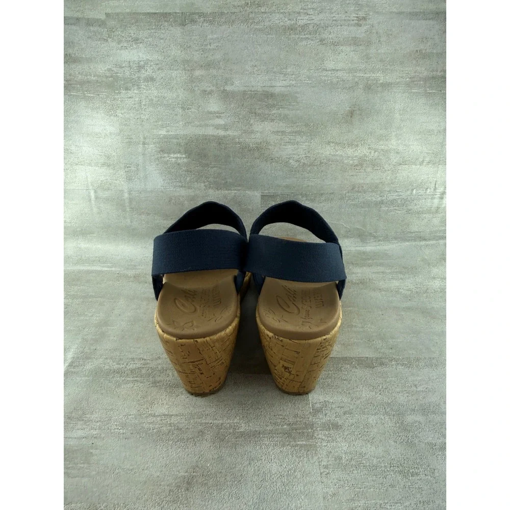 Skechers Cali Beverlee Tiger Posse Navy Blue Wedge Sandals 119591 Women Sz 7